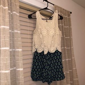 Romper with Crochet & Pattern Accents